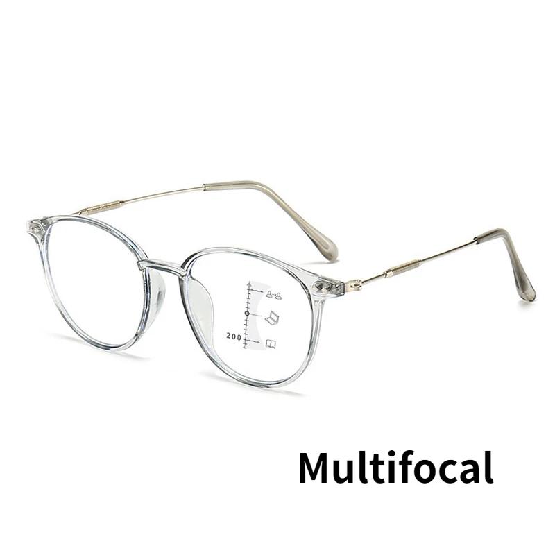 Multi-Focal Progressive Reading Glasses Retro Large Frame Fashion Anti-Blue Light Myopia And Hyperopia Presbyopia Glasses