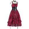 Gotische Jurk en Ketting Set voor Dames voor Halloweenfeest, Corsetriem Niet Inbegrepen