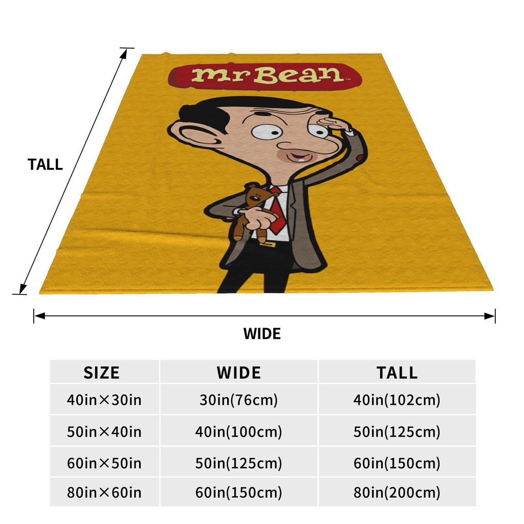 Mr Beans Cartoon Blankets  Plush Funny Warm Throw Blanket for Home Restaurant Spring Autumn,