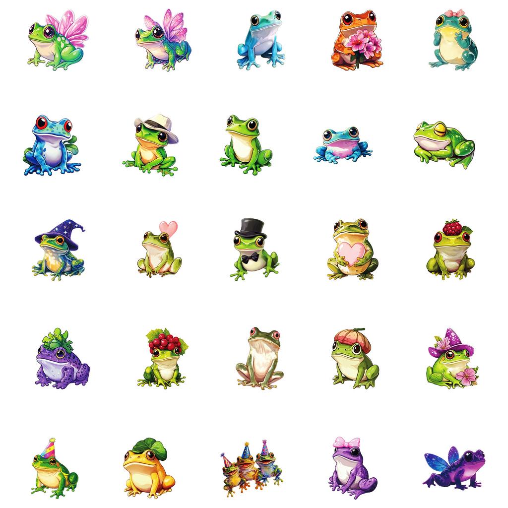 50PCS Cartoon Cute Silly Frog Graffiti Stickers, Waterproof DIY Decals for Phone Notebook