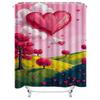 Romantic Heart Landscape Waterproof Shower Curtain Heat Resistant Machine Washable Non-Transparent 180x180cm