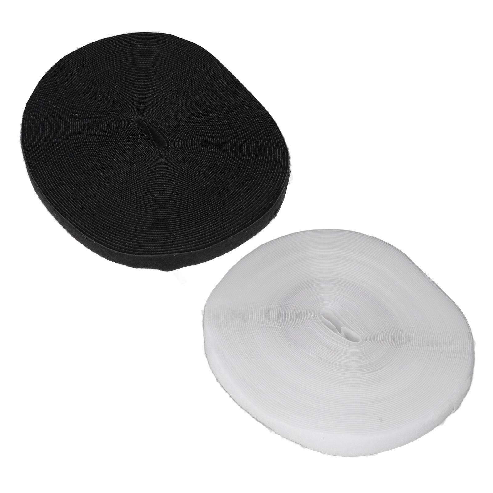 

2pcs Hook and Loop Tape 25m Length Black White 2.5cm Wide Soft Nylon DIY Cutting Self Adhesive Hook and Loop