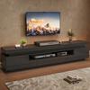 175*38*45cm Living Room TV Stand with 2 L-Shaped Cabinets and 1 Drawer, High-Gloss Cabinet with LED, Semi-Open Storage, Around 75 Inches, Black