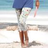 Cropped Women Elastic Vacation Pants Summer Casual Printed Cycling Shorts Skinny Leggings Trousers Waist