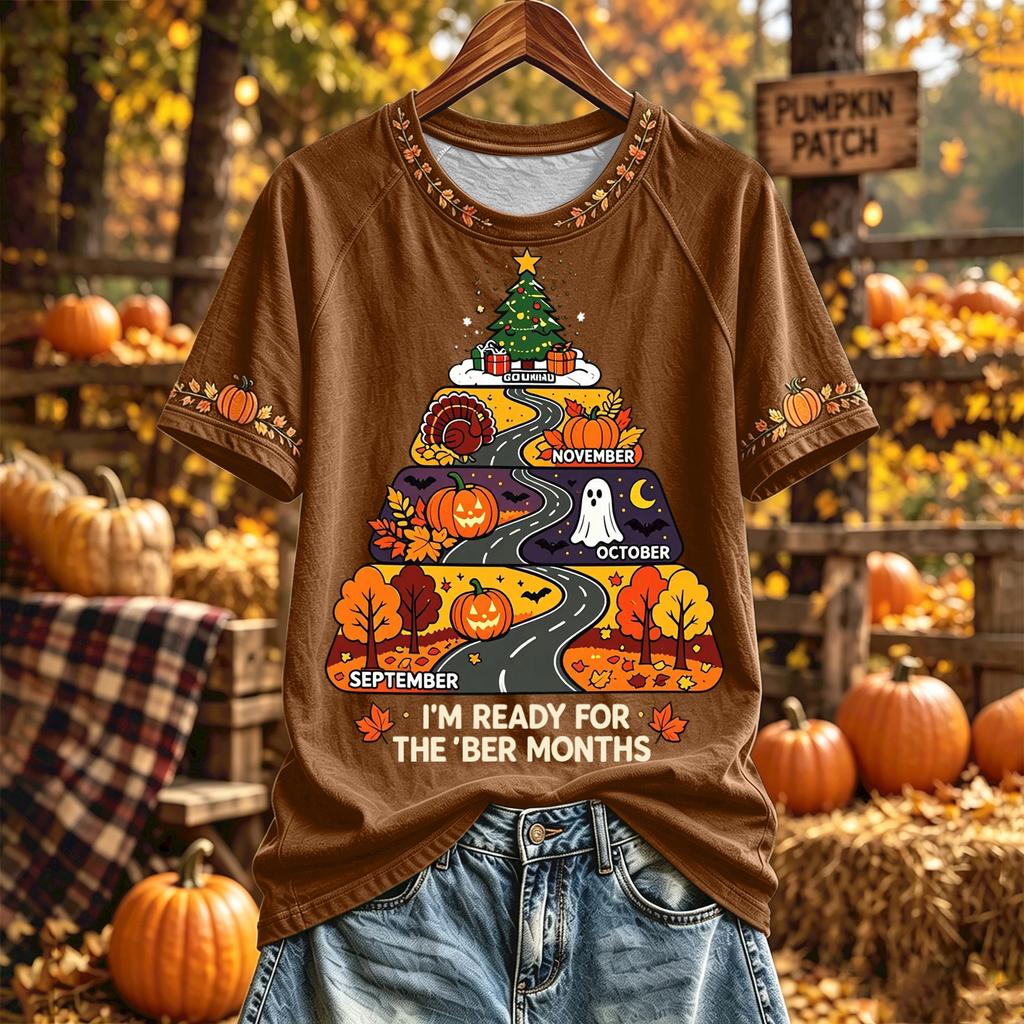 Women's V-Neck Casual Fashion Raglan Short Sleeve Tee, Color Print Top for Everyday Wear