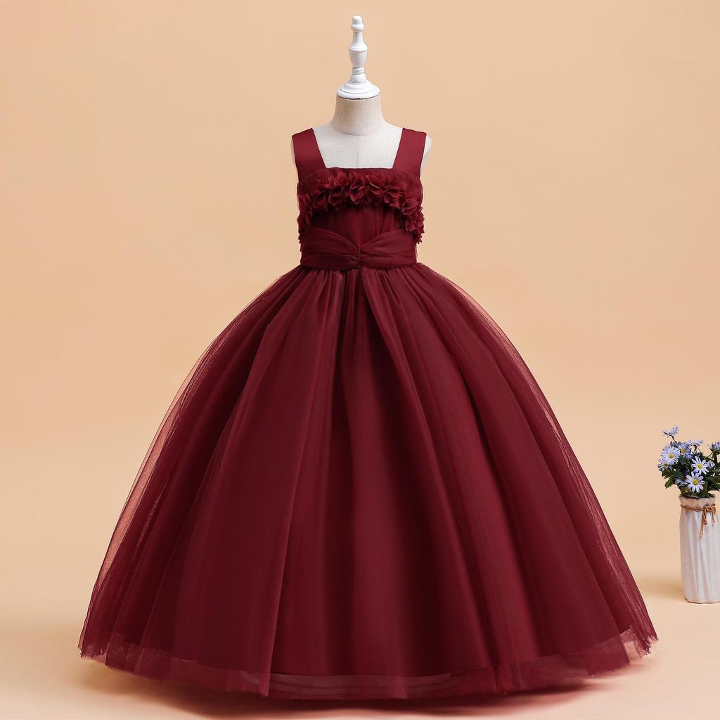European Princess Style Formal Dress for Girls - Elegant Birthday and Show Long Gown