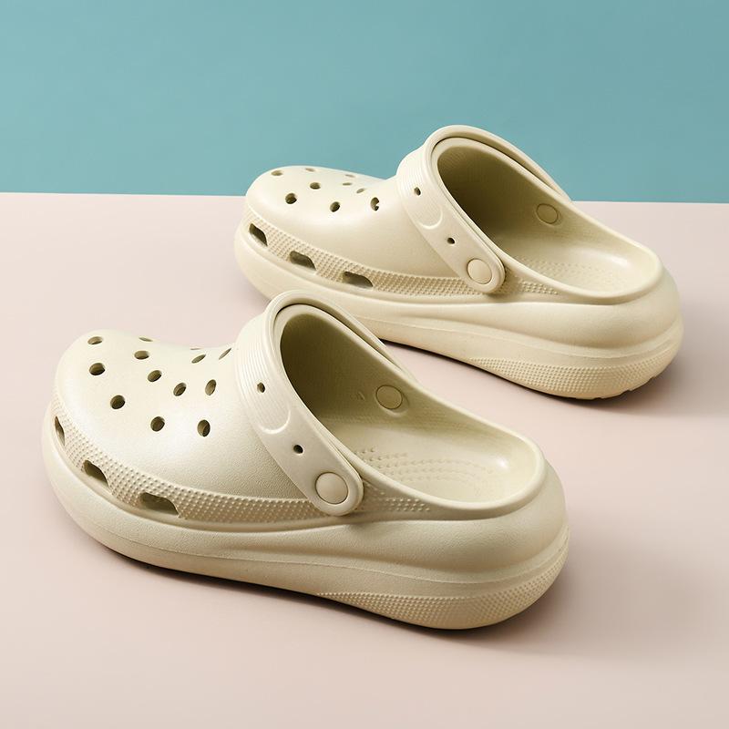 

Туфли с дырочками женские новые летние нескользящие универсальные с закрытым носком EVA для улицы дышащие не пахнущие ноги пляжные мужские 44-45 хаки