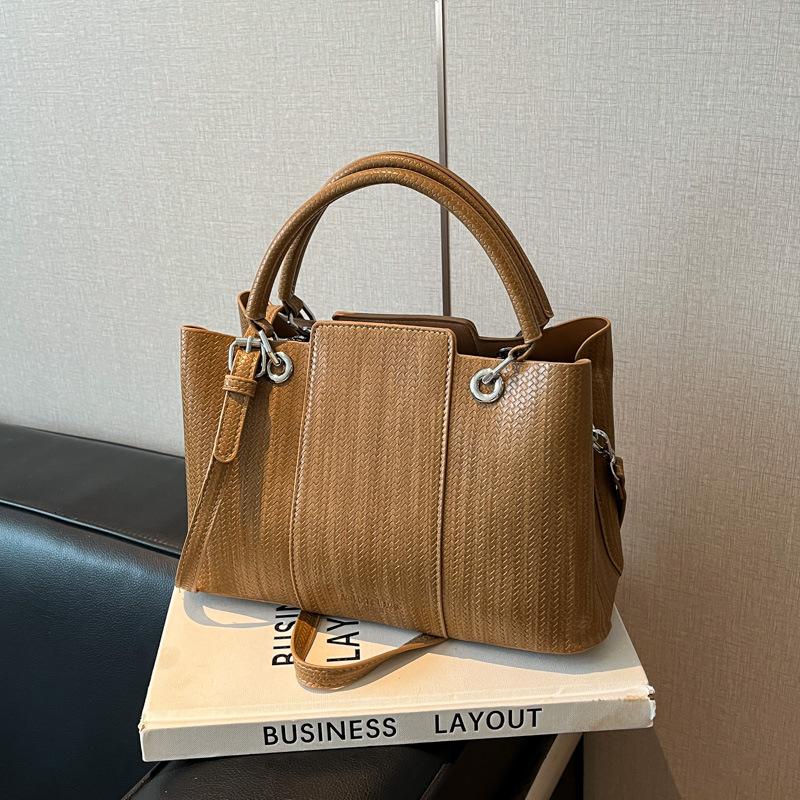 

Ретро нишевая сумка-тоут женская новая модная повседневная сумка на плечо текстурированная сумка-ведро для поездок на работу коричневый