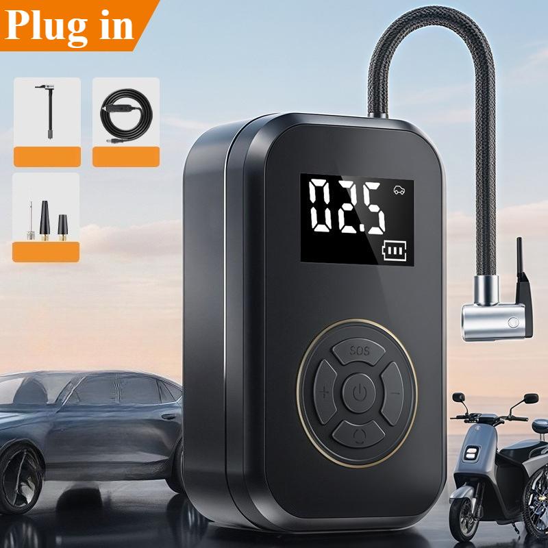 

Inflatable Pump, Air Compressor Portable Bicycle Pump Car Tire Inflator with LED Light Electric Bike Tire Pump