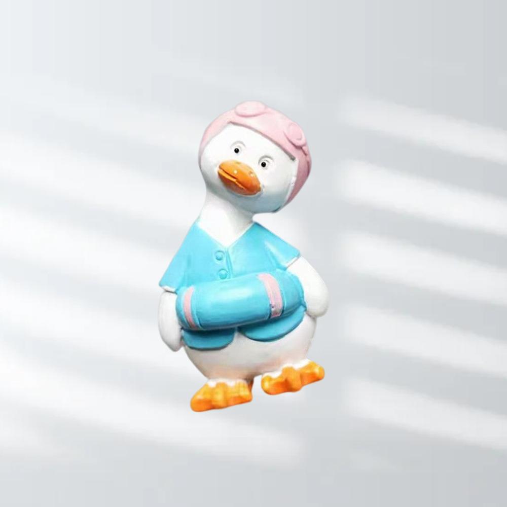 Cartoon Cute Swimming Ring Crooked Neck Duck Creative Personality 3D Resin Design Refrigerator Stickers Post-It Message Board