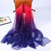 Gradient color silk scarf for autumn and winter, women's large sheer scarf, outdoor fashion scarf, sun protection shawl, beach scarf, stylish