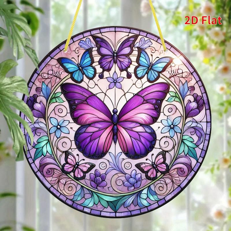 2D Flat Purple Butterfly Acrylic Decoration Sign, Christmas and Halloween Gift, Suitable for wall decoration, porch, room, villa, accents Home, Hallwa