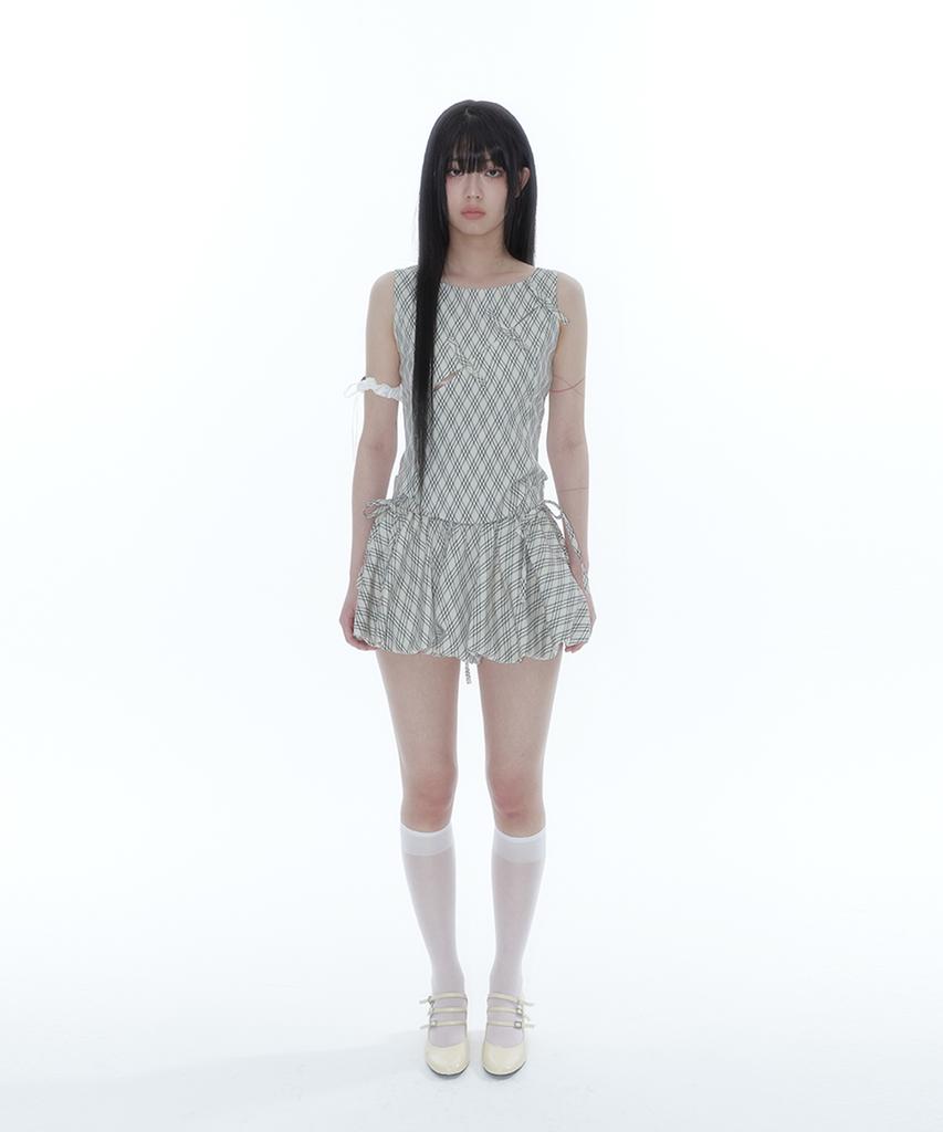Kasiko Fairy Ribbon Bubble Skirt Checked