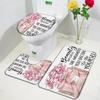 Set Tenda da Doccia Profumo Moda Fiore Rosa Rosa Donna Moderna Ragazza Decorazioni Bagno Casa Tappetino Antiscivolo Tappetino da Bagno Copri Sedile WC
