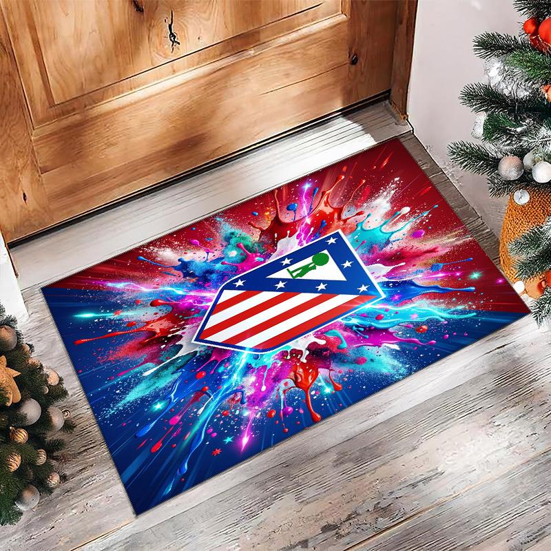 Atletico Madrid Printed Flannel Area Rug Non Slip Soft Polyester Floor Carpet Indoor Decor Mat for Bedroom Living Room Sofa Game Room Home Decoration