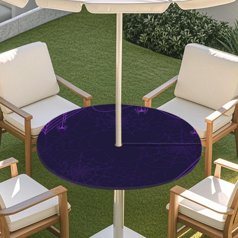 Outdoor Round Table Cover With Umbrella Hole Waterproof Elastic Edge Patio Garden Deck