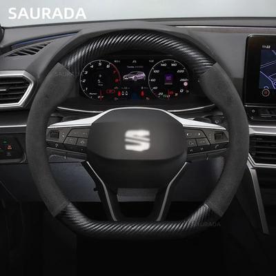 Car Carbon Fiber Suede Car Steering Wheel Cover For Seat Cupra FR IBIZA Leon Ateca Tarraco Arona EXEO Toldeo Mii Arosa Alhambra