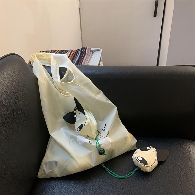 Прочные нейлоновые многоразовые сумки для покупок, милые складные сумки-тоут с принтом животных, машинная стирка, универсальные сумки для хранения продуктов и кухни, желтые, синие Beige puppy