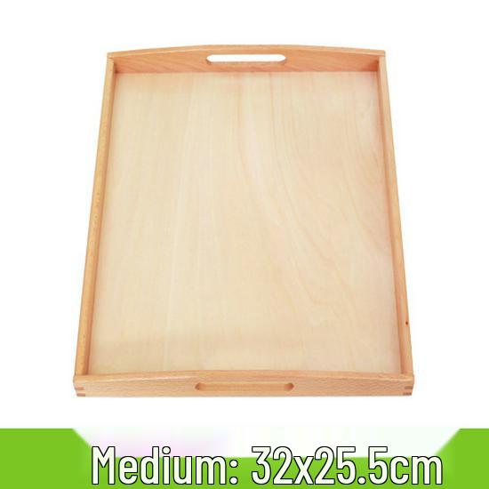 Montessori Wooden Tray for Early Education and Practical Life Activities - Beechwood Storage and Toy Tray for Kindergarten.