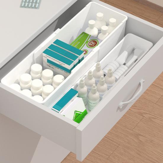 Telescopic Storage Box Drawer Organizer Large Capacity Smooth Edge Retractable Design Space-Saving Tableware