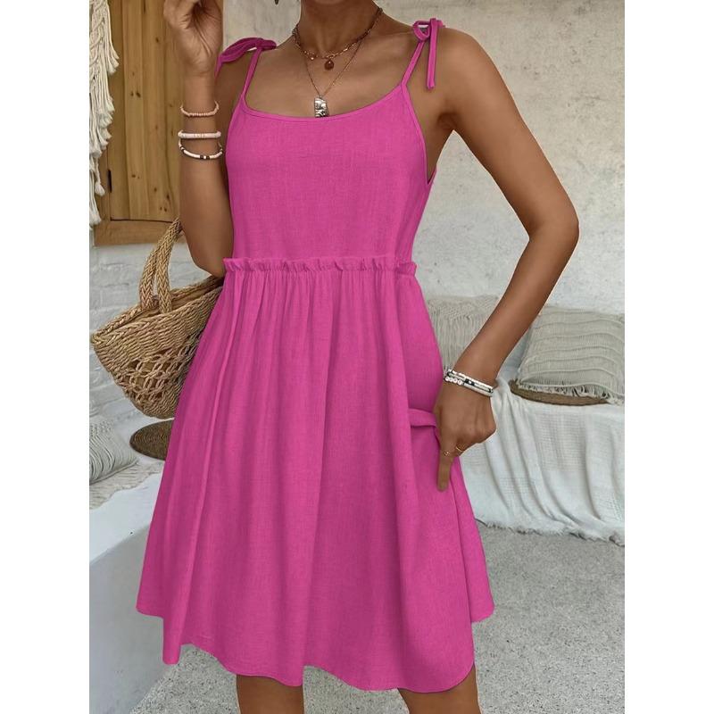 

Свободные платья из хлопка и льна, сексуальные летние платья-майки для женщин XL розы красного