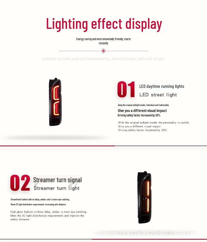 05-18 Toyota Hiace LED Taillight Assembly with Sequential Turn Signal & Daytime Running Light