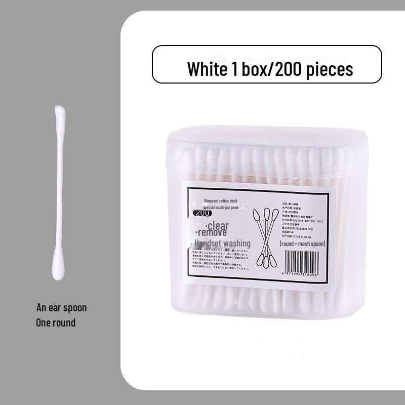 Boxed Black Double-Headed Spiral Cotton Swabs for Ear Cleaning