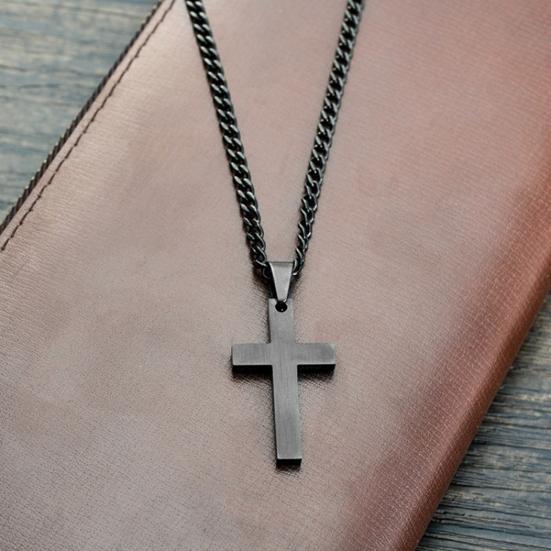 Ciondolo a Croce in Acciaio Inossidabile Uomo Donna Collana a Catena Gioielli Religiosi Regalo