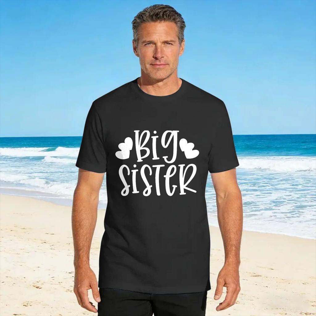 Unisexs Tshirt Big Sister T Shirts Hipster Summer Tee Shirt Y2k Retro 100 Cotton Tops Birthday Gift
