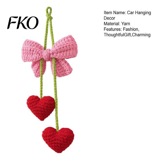 Taxi Car Charm Crochet Heart Hanging Decor, Knitted Bowknot Love for Rearview Rear View Mirror Accessory Mirror, Cute Bag Purse, Valentine's Day Gift