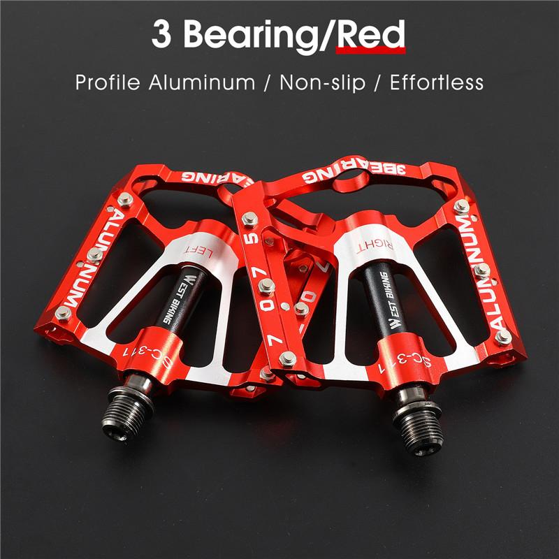 WEST BIKING Professionelle Fahrradpedale 280g Leichtes CNC-Aluminium 3-fach-Lager aus Molybdänstahl Erweiterte Fahrradteile