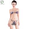 Nightclub Temptation Sexy Tight High-Elastic Colorful Two-Piece Shiny Fabric Set