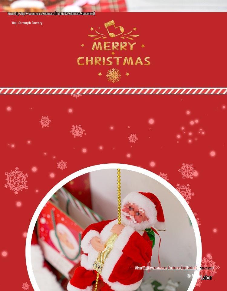 Santa Claus Climbing Rope Tree Ornaments - Christmas Wall Hanging Decorations