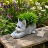 Resin Animal Flower Pot Creative Cat Planter, Cute Lying for Garden Window Sill Plant Holder Yard, Adorable Holder, Indoor Outdoor Home Desk