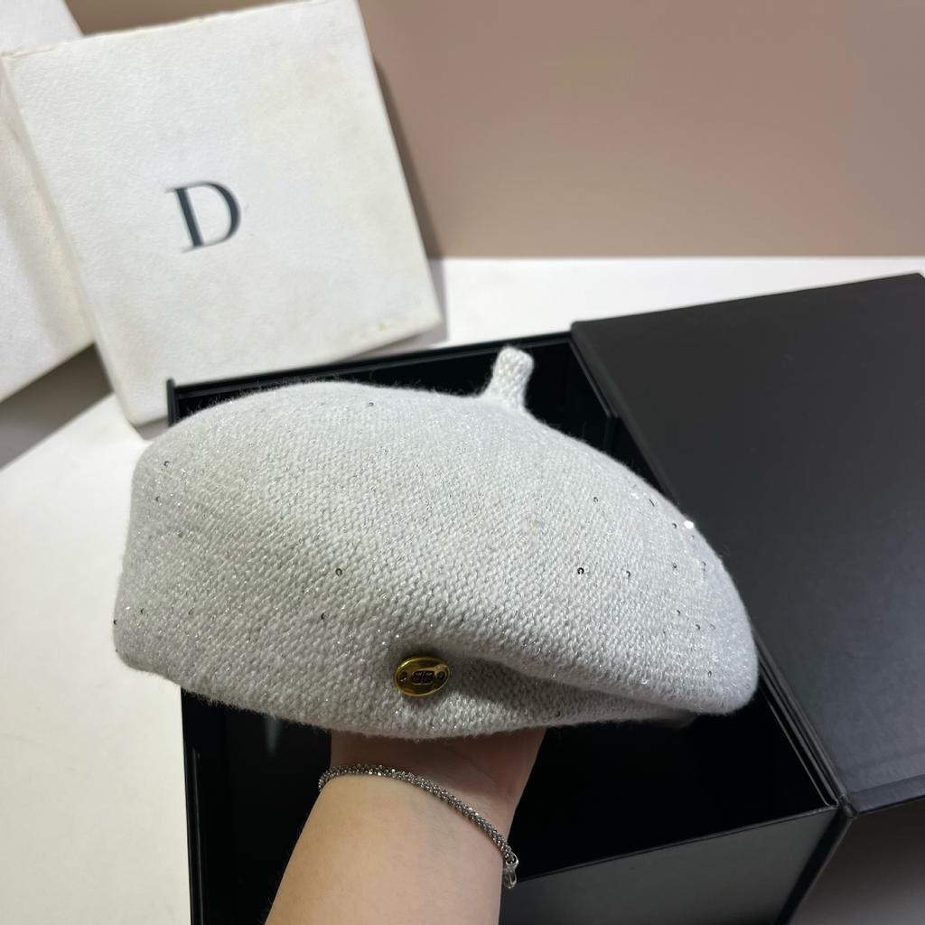 Japanese And Korean Fine Glitter Styling Beret Irregular Edge Pressing Painter Hat Bud Girl