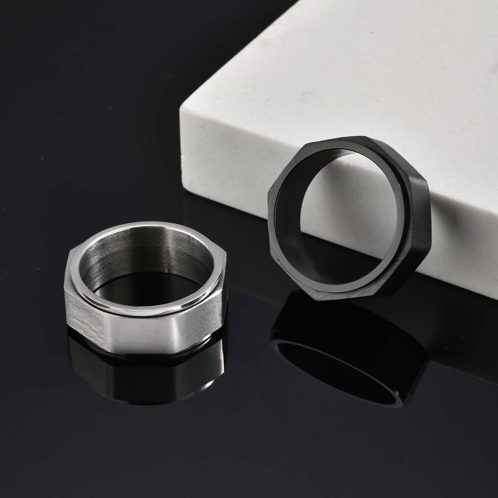 Stylish Hexagon Stainless Steel Ring for Men,Relieving Anxiety Decompression Neutral Spinner Ring,Trendy Casual Gifts