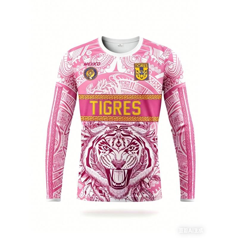 Mexican Aztec Men's Soccer Long-Sleeve Jersey Crew Neck Comfortable Sports Top for Competition, Training, Fitness, and Outdoors