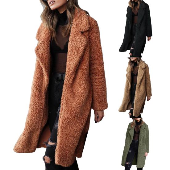 Damen Oversize-Mantel Einfarbig Einreihig Herbst Winter Dicke Knöpfe Übermantel für das Büro