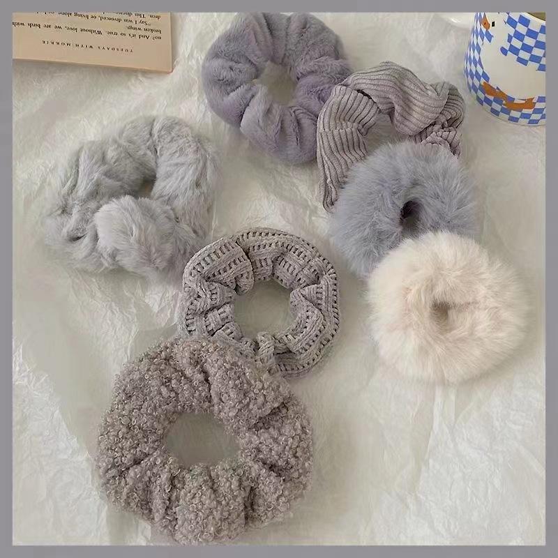 

7 шт./компл., женские резинки для волос, бархатная эластичная лента для волос для девочек, держатель для хвоста, резинки для волос, женские аксессуары для волос серый