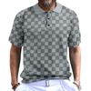 Summer Men's Short Sleeve T-Shirt Casual Fashion Lapel Polo Shirt Men's Short Sleeve Jacquard Small Checked T-Shirt