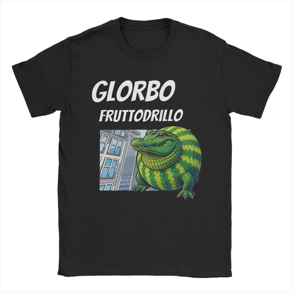 Glorbo Fruttodrillo 90er Comic-Stil Italienisches Brainrot T-Shirt für Herren Reines Baumwoll-T-Shirt Kurzarm-T-Shirt Erwachsenen-Oberteile