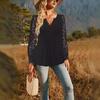 2024 Spring/Autumn Fashion New Women's Lace Sleeve Pleated Button T-shirt