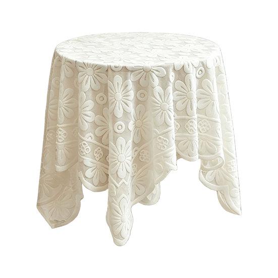 Jacquard Round Tablecloth, Sunflower Pattern Decorative Table Cloth, Lace Fabric Dinner Table Cover for Wedding Party Restaurant Banquet Decor