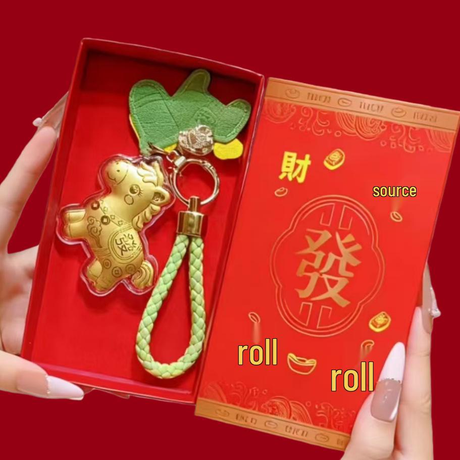 999 Reingold Jahr des Pferdes Handtaschenanhänger Schlüsselanhänger - Glücksgeschenk für Kunden