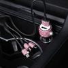 Dual USB Car Charger For Mobile Phone Tablet GPS Fast Charger Crystal Diamond Phone 3 Data Line Wire in Cigarette Lighter Amagi
