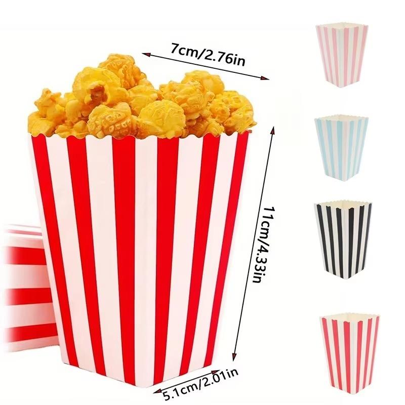 Gestreifte Popcorn-Boxen Einweg-Papier-Snackbehälter für Party Filmabend Geburtstag Hochzeitsveranstaltungen Lebensmittel-Servierzubehör