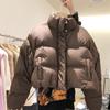 Small man, new cotton-padded clothes for women, short stand-up collar, loose and fashionable glossy cotton-padded jacket for women