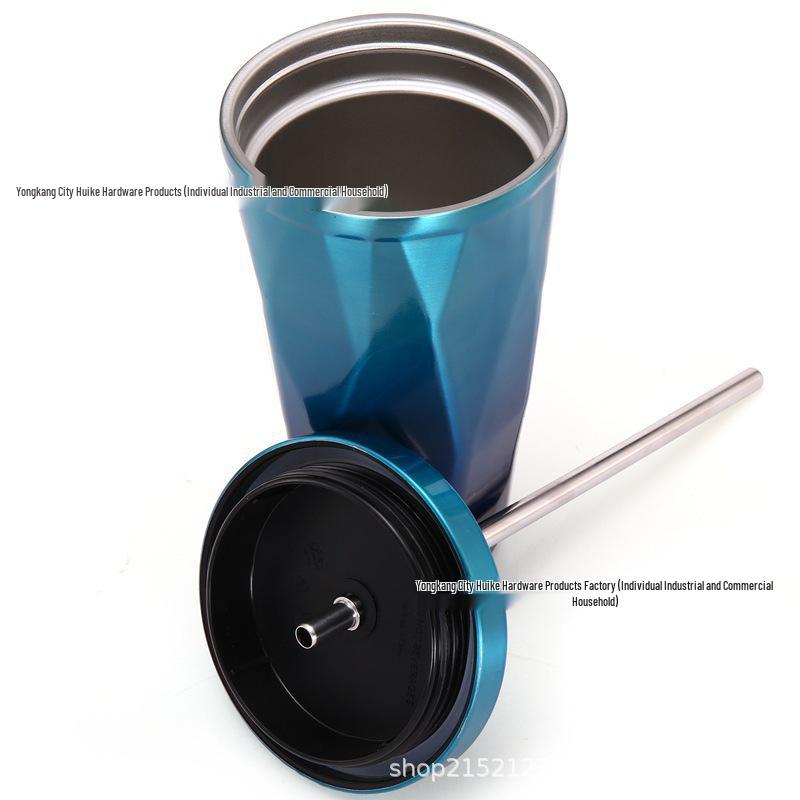 Gradient Double-Layer Insulated Straw Water Cup with Large Capacity