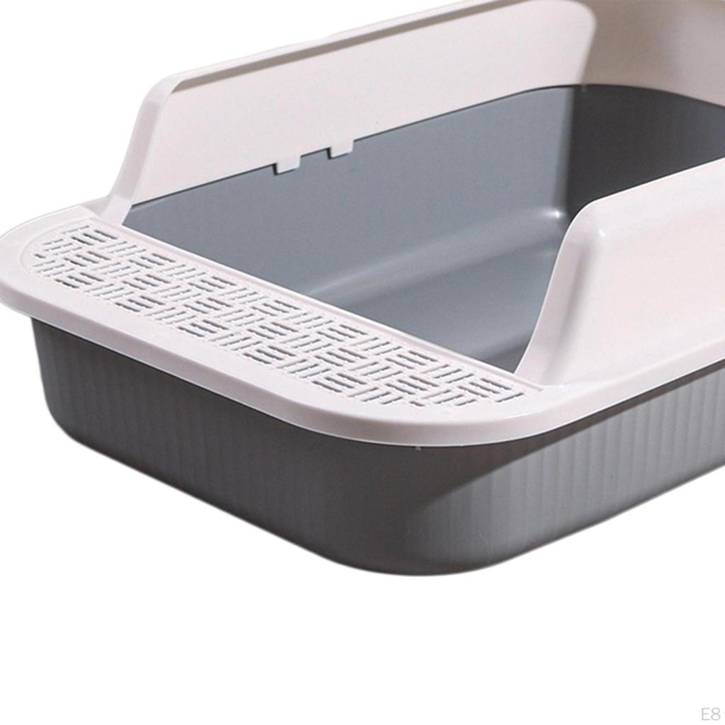 Cat Litter Box Kitten Pan Large Semi Enclosed Sandbox with High Side Durable Open Top Pet
