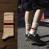 Unisex Baumwollsocken mit Streifen im amerikanischen Stil - Dick, warm, mittelhoch für Herbst/Winter